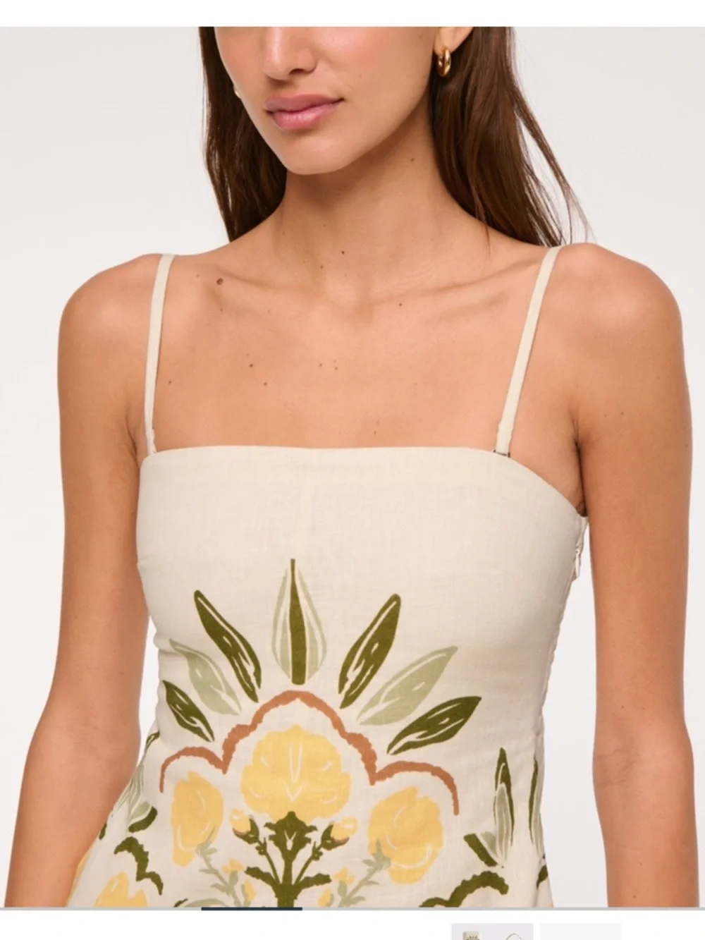 Strapless Linen-Blend Skort with Yellow Floral - Picture 2 of 3
